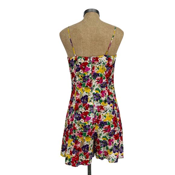 Vintage 90s Floral Romper Mini Playsuit Flowy Wide Leg size Small - Picture 4 of 11